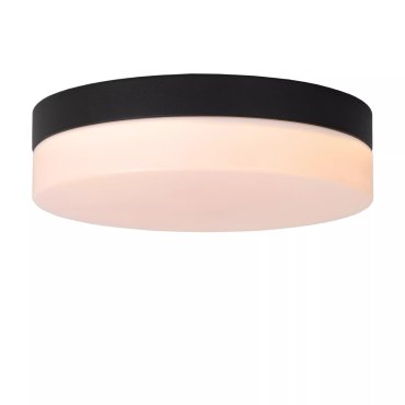 Lucide Biskit - plafondlamp met bewegingssensor - Ø 23 x 6,5 cm - 12W LED incl. - IP44 - zwart