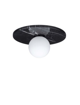 Nova Luce Idor - plafondlamp - Ø 30 x 15,5 cm - zwart marmer en opaalglas