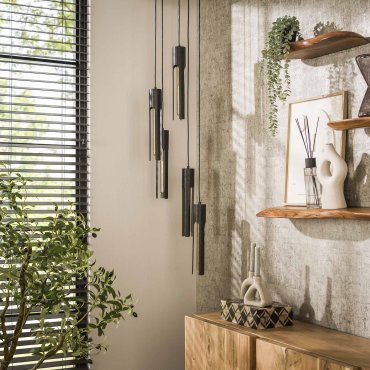 Vico Tube - hanglamp - 180 cm - zwart