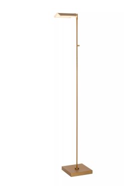 Lucide Aaron - vloerlamp - 20 x 20 x 134 cm - 10W dim to warm LED incl. - messing