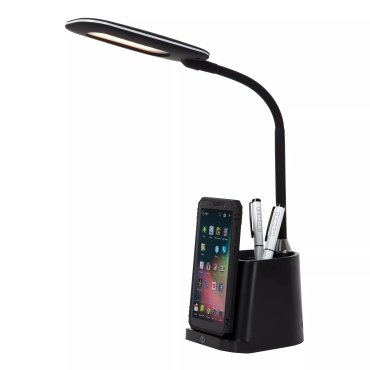 Lucide Penny - tafellamp met draadloze oplader - 12,8 x 9,5 x 34 cm - 4,7W LED met dimfunctie incl. - zwart