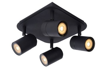 Lucide Lennert - opbouwspot - 22 x 22 x 12,5 cm - 4 x 5W dimbare LED incl. - IP44 - zwart