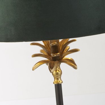 Searchlight Palm - tafellamp - Ø 40 x 65 cm - antiek messing, zwart en groen