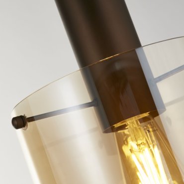 Searchlight Sweden - hanglamp - Ø 22 x 120 cm - mokka en amber