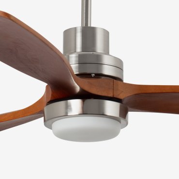 Faro Lantau XL - plafondventilator met licht - Ø 168 cm - mat nikkel en walnoot