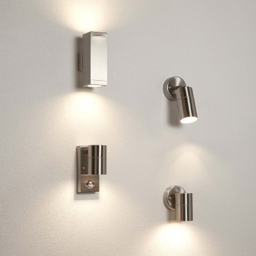Searchlight Poole - buiten wandverlichting met sensor - 7 x 15 cm - IP44 - roestvrij staal