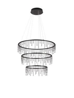 Nova Luce Stellar - hanglamp - Ø 80 x 200 cm - 72W dimbare LED incl. - zwart chroom