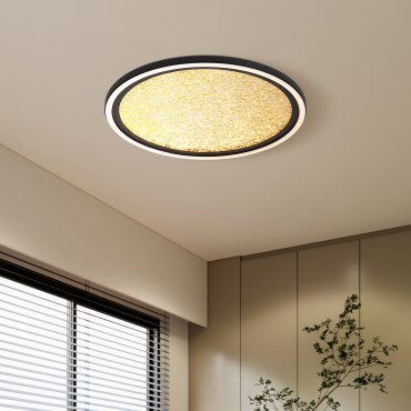 Searchlight Luna - plafondlamp - Ø 40 x 6 cm - 36W dimbare LED incl. - goud en zwart