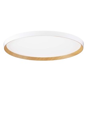 Nova Luce Vomos - plafondlamp - Ø 60 x 7 cm - 55W dimbare LED incl. - zandwit en hout