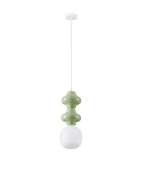 Nova Luce Clio - hanglamp - Ø 18 x 215 cm - groen, wit en opaalglas