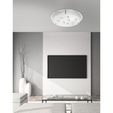 Nova Luce Vedere - plafondverlichting - Ø 31,5 x 6 cm - wit en chroom