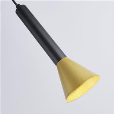 Searchlight Signal - hanglamp - Ø 9 x 150 cm - zwart en goud