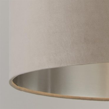 Searchlight Velvet Drum - lampenkap - Ø 38 x 22 cm - taupe en zilver