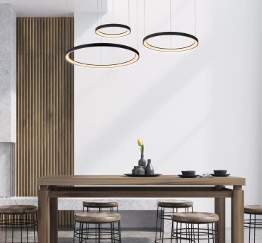 Lucide Vidal - hanglamp - Ø 78 x 200 cm - 120W LED incl. - zwart