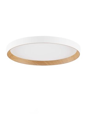Nova Luce Vomos - plafondlamp - Ø 40 x 7 cm - 36W dimbare LED incl. - zandwit en hout