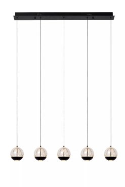 Lucide Sentubal 5L - hanglamp - 84 x 10 x 150 cm - 5 x 5,3W LED incl. - zwart