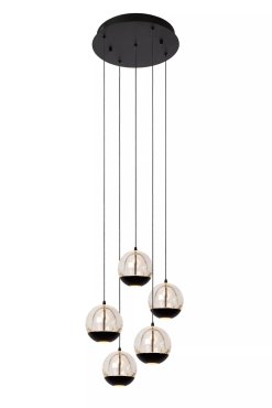 Lucide Sentubal 5L - hanglamp - Ø 31 x 150 cm - 5 x 5,2W LED incl. - zwart