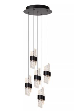 Lucide Kligande - hanglamp - Ø 30 x 150 cm - 5 x 7,8W LED incl. - zwart