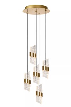 Lucide Kligande - hanglamp - Ø 30 x 150 cm - 5 x 7,8W LED incl. - goud
