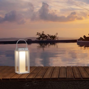 Nova Luce Verhal - draagbare tafellamp op zonne-energie met USB-poort - 16 x 47,5 x 16 cm - 2W dimbare LED incl. -  IP54 - zandwit