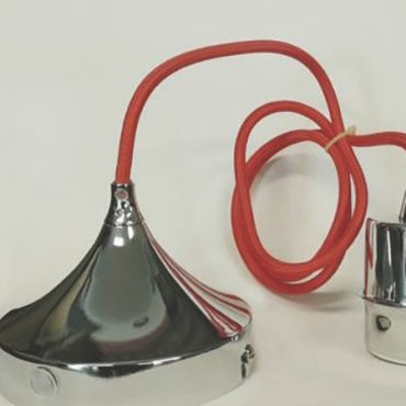 Artdelight Iron - hanglamp - Ø 12 x 120 cm - chroom en rood