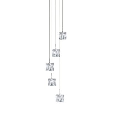 Searchlight Ice Cube - hanglamp - Ø 18 x 116 cm - 5 x 5W dimbare LED incl. - chroom