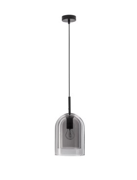 Nova Luce Velor - hanglamp - Ø 18 x 240 cm - rookglas en zwart