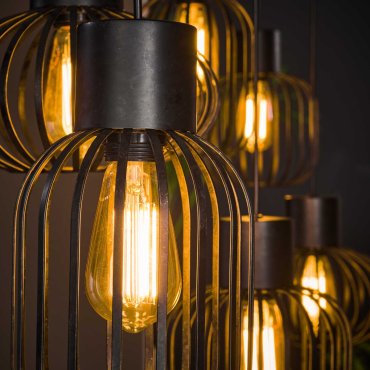 Vico Cage 6L - hanglamp - 160 x 28 x 150 cm - houtskool