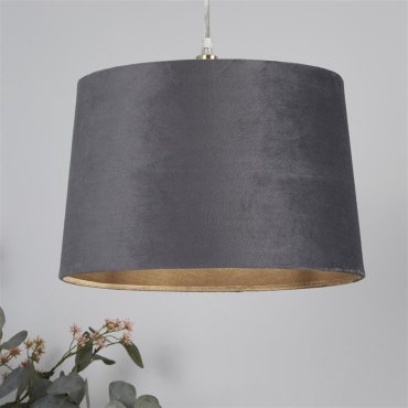 Searchlight Drum Shade - lampenkap - Ø 30 x 20 cm - antraciet en geborsteld goud