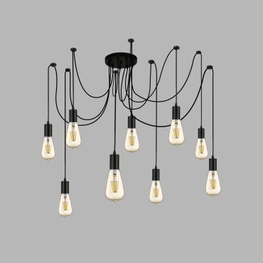 Searchlight Squiggle - hanglamp - Ø 20 x 202,5 cm - mat zwart