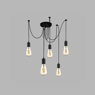 Searchlight Squiggle - hanglamp - Ø 15 x 202,5 cm - mat zwart