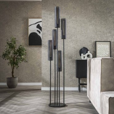 Vico Tube Mesh - vloerlamp - Ø 32 x 172 cm - zwart