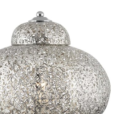 Searchlight Fretwork - tafellamp - Ø 26 x 26 - glanzend nikkel