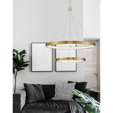 Nova Luce Empatia - hanglamp - Ø 60 x 120 cm - 60W dimbare LED incl. - messing goud