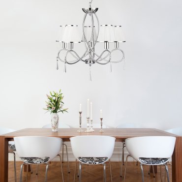 Searchlight Simplicity - luster - Ø 55 x 114 cm - chroom