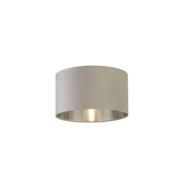Searchlight Drum Shade - lampenkap - Ø 38 x 22 cm - lichtgrijs en geborsteld zilver