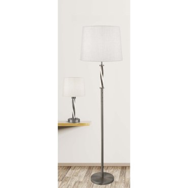 Searchlight Vegas - staanlamp - Ø 39 x 154 cm - 6W LED incl. - satijn zilver en wit