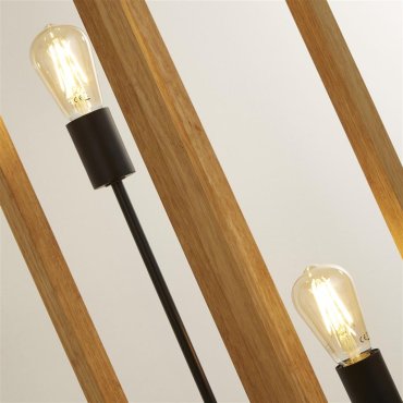 Searchlight Square - staanlamp - 25 x 25 x 140 cm - zwart en bruin