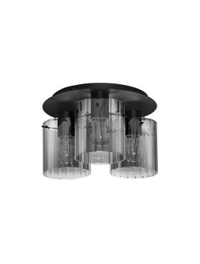Nova Luce Mirbi - plafondlamp - Ø 37 x 20 cm - zandzwart en rokerig glas