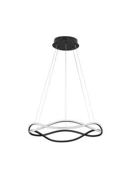 Nova Luce Jinal - hanglamp - Ø 60 x 120 cm - 34W LED incl. - zandzwart
