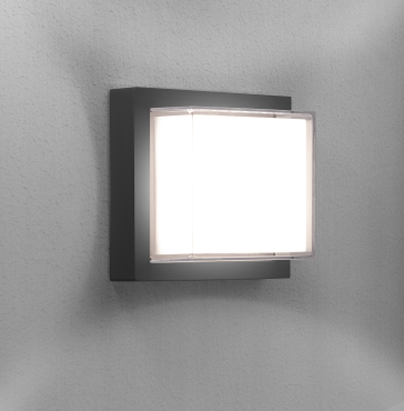 Century Italia Pura - wand/plafondlamp - 16 x 16 x 10 cm - 10W LED incl. - IP65 - antraciet