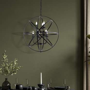 Searchlight Orbit - hanglamp - Ø  80 x 200 cm - mat zwart