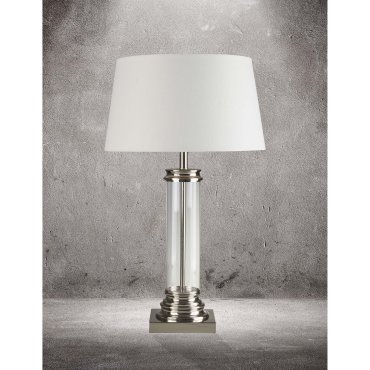 Searchlight Pedestal - tafellamp - Ø 37 x 62 cm - satijn zilver