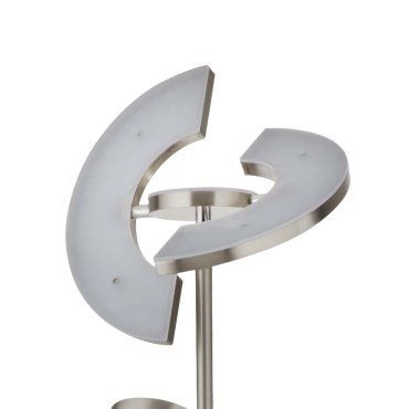 Searchlight Gio - staanlamp - 210 cm - 32W + 4,5W LED incl. - satijn nikkel en wit