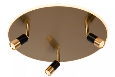 Lucide Jubel - plafondlamp - Ø 48 x 16,5 cm - 28W + 3x 5W dimbare LED incl. - messing