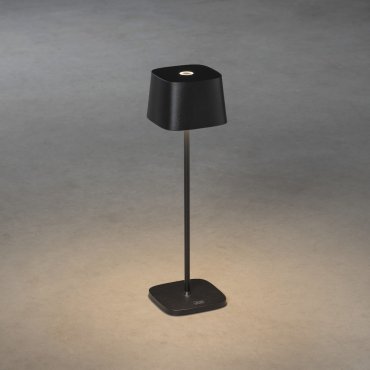 Konstsmide Capri - draadloze buiten tafellamp met laadstation - Ø 10 x 36 cm - 2,2W dimbare LED incl. - IP54 - zwart
