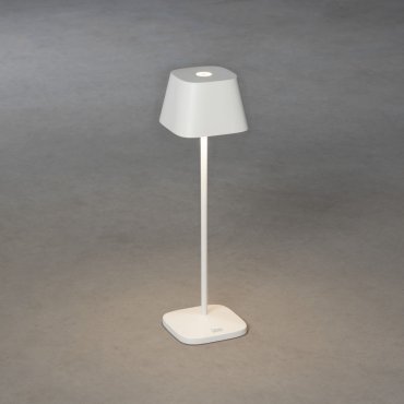 Konstsmide Capri - draadloze buiten tafellamp met laadstation - Ø 10 x 36 cm - 2,2W dimbare LED incl. - IP54 - wit