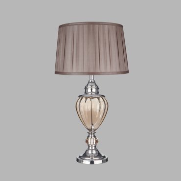 Searchlight Greyson - tafellamp - Ø 38 x 68 cm - chroom en bruin