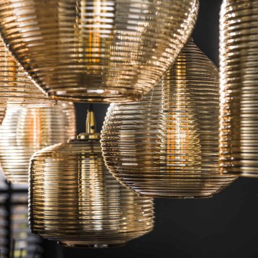 Vico Stripe Glass - hanglamp - 93 x 40 x 150 cm - goud