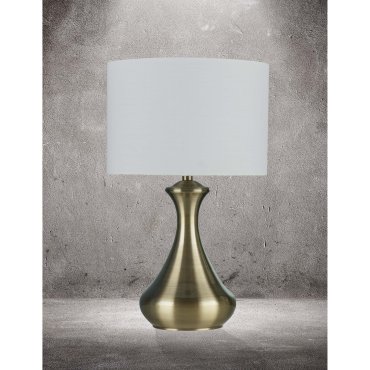 Searchlight Touch - tafellamp - Ø 24 x 40 cm - 3 stappen dimbaar - antiek messing en crème